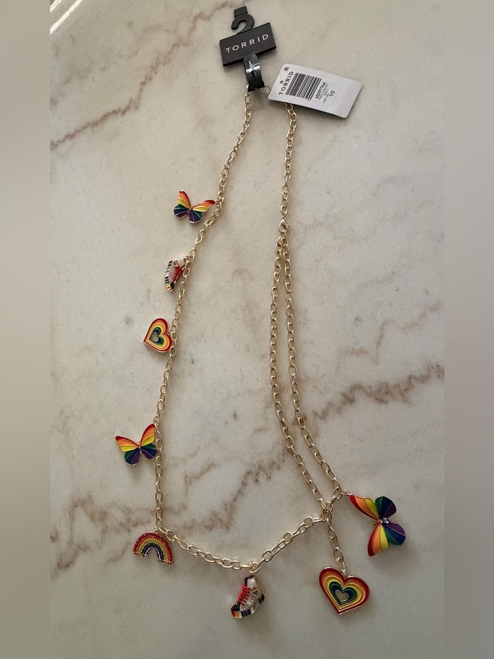 Torrid Gold Tone Chain Pride Belt With Enamel Charms Women’s Size 1/2 NWT